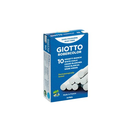 Gessetti Robercolor - lunghezza 80mm con diametro 10mm - bianco - Giotto - Scatola 10 gessetti tondi