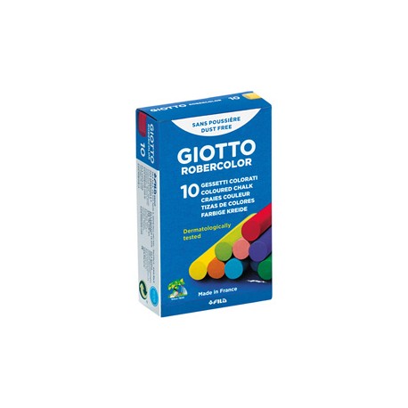 Gessetti Robercolor - lunghezza 80mm con diametro 10mm - colorati - Giotto - Scatola 10 gessetti tondi