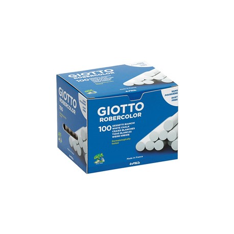 Gessetti Robercolor - lunghezza 80mm con diametro 10mm - bianco - Giotto - Scatola 100 gessetti tondi