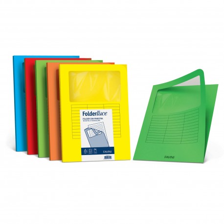 Cartellina a L con finestra - 140 gr - A4 - arancione - Favini - conf. 10 pezzi