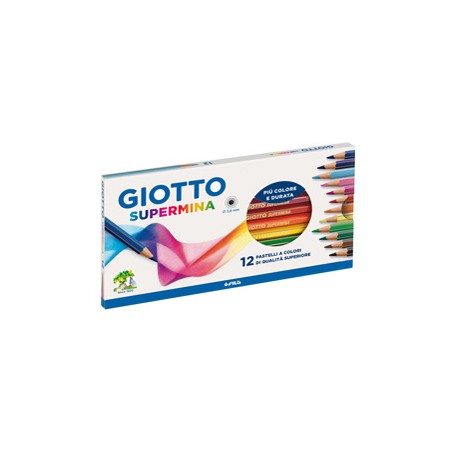 Pastello Supermina - mina 4 mm - colori assortiti - Giotto - astuccio 12 pezzi
