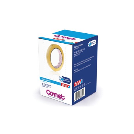 Nastro adesivo - confezionato singolarmente - 15 mm x 66 m - cellophane - trasparente - Comet