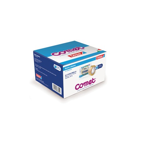 Nastro adesivo - confezionato singolarmente - 19 mm x 10 m - cellophane - trasparente - Comet