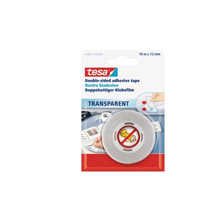 Nastro biadesivo - 12 mm x 10 m - PP - trasparente - Tesa