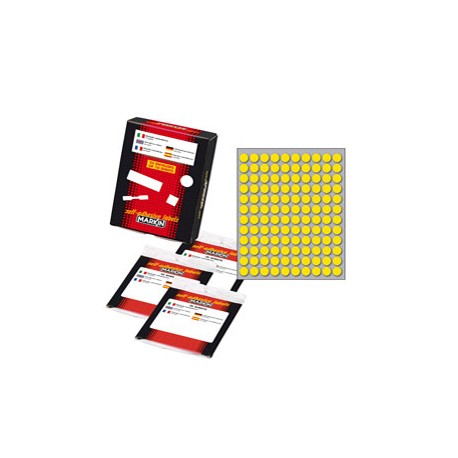 Etichette adesive tonde - in carta - permanenti - diametro 10 mm - 120 et/fg - 10 fogli - giallo - Markin