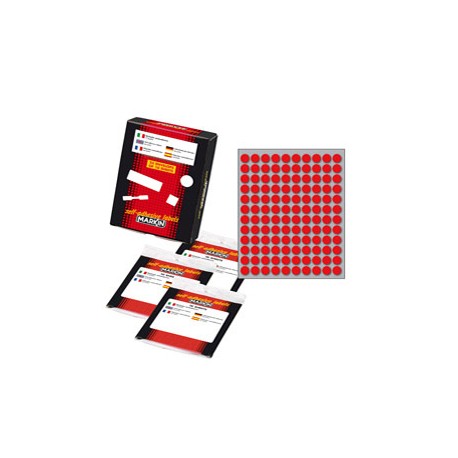 Etichette adesive tonde - in carta - permanenti - diametro 10 mm - 120 et/fg - 10 fogli - rosso - Markin