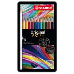 Pastello Original 8773 - tratto 2,50 mm - colori assortiti - Stabilo - astuccio in metallo 12 pezzi