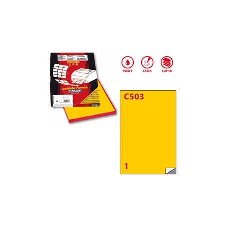 Etichette adesive C/503 - in carta - permanenti - 210 x 297 mm - 1 et/fg - 100 fogli - giallo - Markin