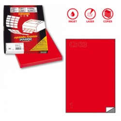 Etichette adesive C/503 - in carta - permanenti - 210 x 297 mm - 1 et/fg - 100 fogli - rosso - Markin