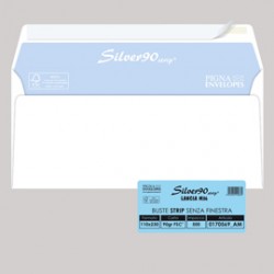 Busta Silver90 Strip FSC® - senza finestra - internografata - 11 x 23 cm - 90 gr - bianco - Pigna - conf. 500 pezzi