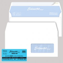 Busta Silver90 Strip FSC® - con finestra - internografata - 11 x 23 cm - 90 gr - bianco - Pigna - conf. 500 pezzi