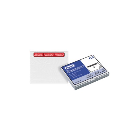 Busta adesiva Speedy Doc - con stampa "contiene documenti" - C5 (23 x 16,5 cm) - LDPE - trasparente - Favorit - conf. 10