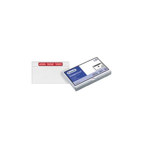 Busta adesiva Speedy Doc - con stampa "contiene documenti" - LD (23 x 11 cm) - LDPE - trasparente - Favorit - conf. 100 