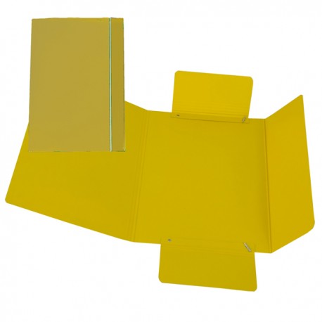 Cartella 3 lembi con elastico - A5 - dorso variabile - cartone plastificato - giallo - Cartotecnica del Garda