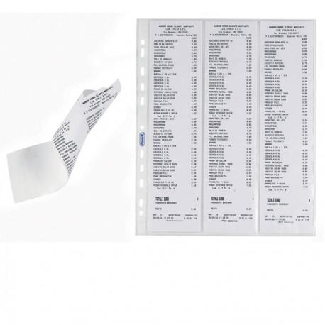 Buste forate per scontrini fiscali - 6 Spazi - 25,2 x 30,7 cm - trasparente - Favorit - conf. 10 pezzi