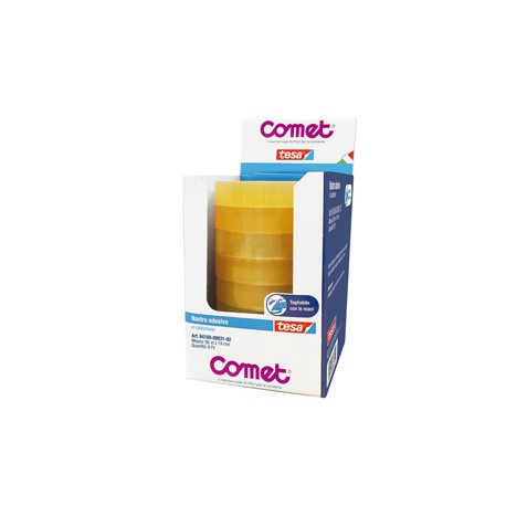 Nastro adesivo - confezionato singolarmente - 19 mm x 66 m - cellophane - trasparente - Comet