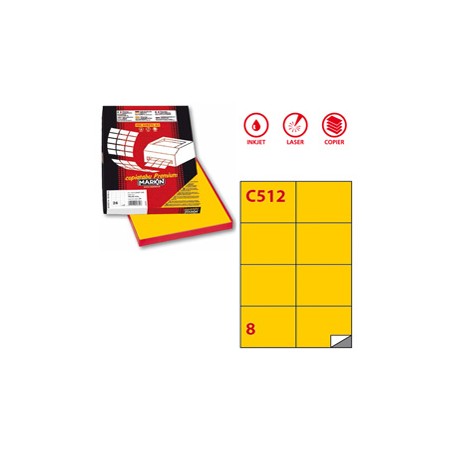 Etichette adesive C/512 - in carta - permanenti - 105 x 74,25 mm - 8 et/fg - 100 fogli - giallo - Markin