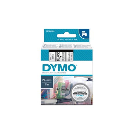 Nastro D1 537100 - 24 mm x 7 mt - nero/trasparente - Dymo