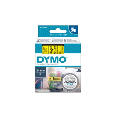 Nastro D1 537180 - 24 mm x 7 mt - nero/giallo - Dymo