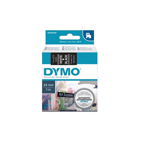 Nastro D1 standard 537210 - 24 mm x 7 mt - PL - bianco/nero - Dymo