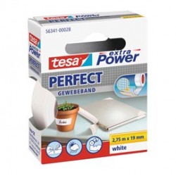Nastro adesivo telato XP Perfect - 19 mm x 2,7 m - tela plastificata - bianco - Tesa