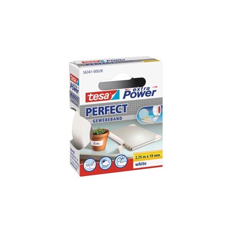 Nastro adesivo telato XP Perfect - 19 mm x 2,7 m - tela plastificata - bianco - Tesa