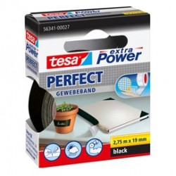 Nastro adesivo telato XP Perfect - 19 mm x 2,7 m - tela plastificata - nero - Tesa