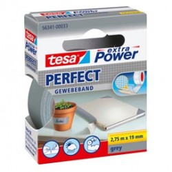 Nastro adesivo telato XP Perfect - 19 mm x 2,7 m - tela plastificata - grigio - Tesa