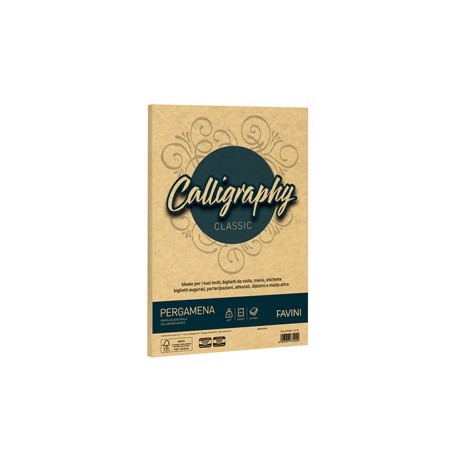 Carta Calligraphy Pergamena - A4 - 90 gr - oro 03 - Favini - conf. 50 fogli