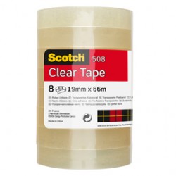 Nastro adesivo 508 - 19 mm x 66 m - PP - trasparente - Scotch - torre 8 rotoli