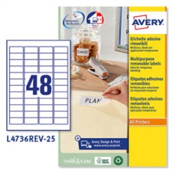 Etichette adesive L4736REV - in carta - angoli arrotondati - rimovibili - 45,7 x 21,2 mm - 48 et/fg - 25 fogli - bianco 