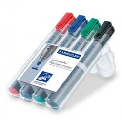 Marcatore Lumocolor Flipchart 356 - a base d'acqua - punta tonda 2 mm - colori assortiti - Staedtler - conf. 4 pezzi