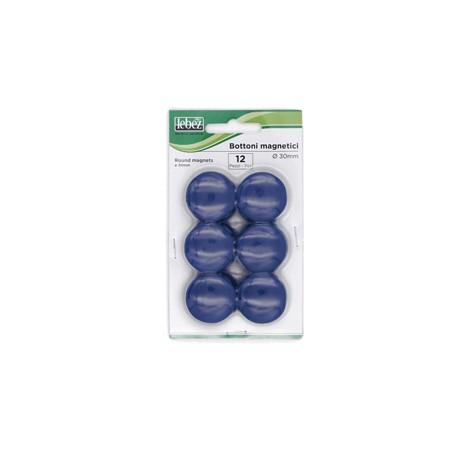 Bottoni magnetici - diametro 3 cm - blu - Lebez - blister 12 pezzi