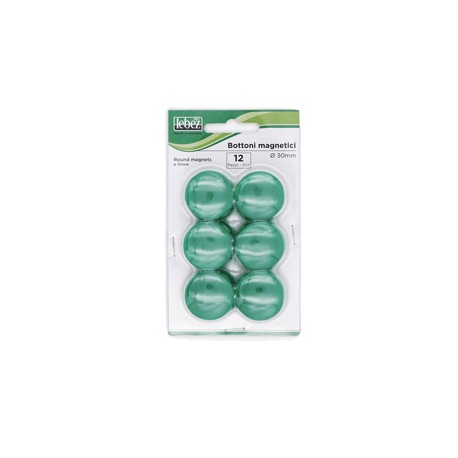 Bottoni magnetici - diametro 3 cm - verde - Lebez - blister 12 pezzi