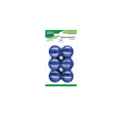 Bottoni magnetici - diametro 4 cm - blu - Lebez - blister 12 pezzi