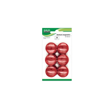 Bottoni magnetici - diametro 4 cm - rosso - Lebez - blister 12 pezzi