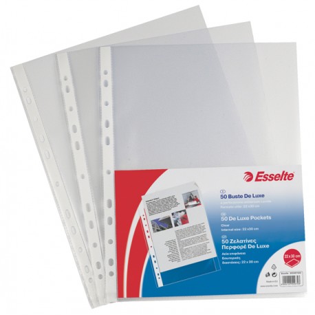 Buste forate CopySafe - DeLuxe - liscio - 22 x 30 cm - trasparente - Esselte - conf. 50 pezzi