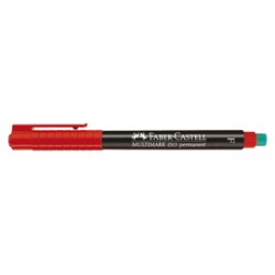 Pennarello Multimark universale permanente con gomma - rosso - punta fine 0,6mm - Faber Castell