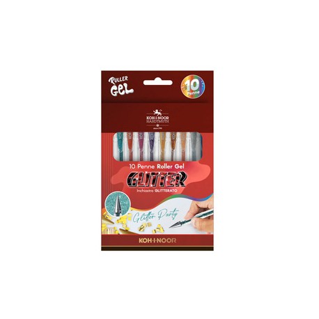 Roller gel colorati - colori glitter - Koh I Noor - astuccio 10 roller