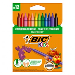 Pastelli Plastidecor - in plastica - colori assortiti - Bic - conf. 12 pezzi