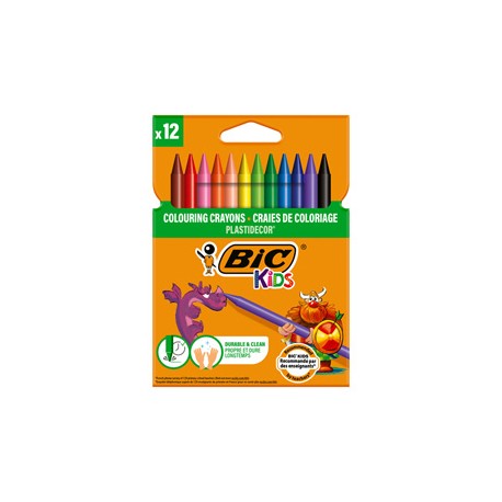 Pastelli Plastidecor - in plastica - colori assortiti - Bic - conf. 12 pezzi