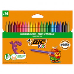 Pastelli Plastidecor - in plastica - colori assortiti - Bic - conf. 24 pezzi