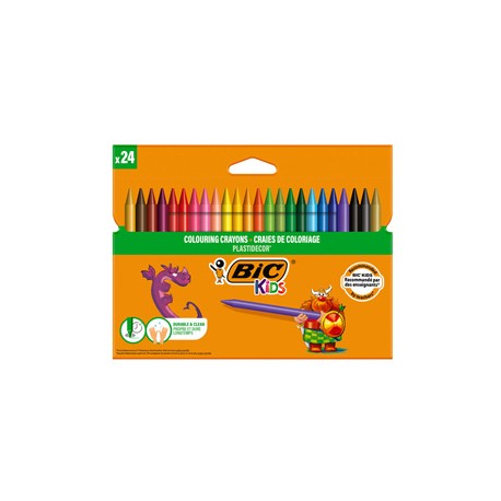 Pastelli Plastidecor - in plastica - colori assortiti - Bic - conf. 24 pezzi