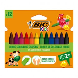 Pastelli Plastidecor Triangle - in plastica - colori assortiti - Bic - conf. 12 pezzi