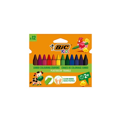 Pastelli Plastidecor Triangle - in plastica - colori assortiti - Bic - conf. 12 pezzi