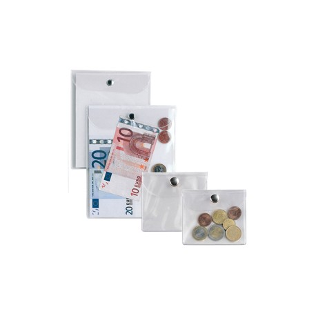 Busta con bottone Press 4E - PVC - 12 x 15,5 cm - trasparente - Sei Rota