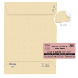Busta a sacco Multi Strip Large - soffietti laterali - strip adesivo - 30 x 40 x 4 cm - 120 gr - carta riciclata FSC - a