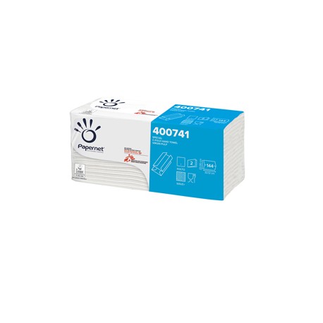 Asciugamani piegati a C - 23 x 32 cm - goffratura a onda+ - 19,5 gr - bianco - Papernet - conf. 144 pezzi