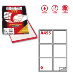 Etichette adesive A/455 - in carta - angoli arrotondati - permanenti - 99,1 x 93,1 mm - 6 et/fg - 100 fogli - bianco - M