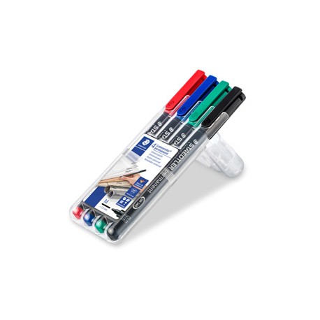 Pennarello Lumocolor Permanent 317 - punta 1,0mm - colori assortiti  - Staedtler - astuccio 4 colori